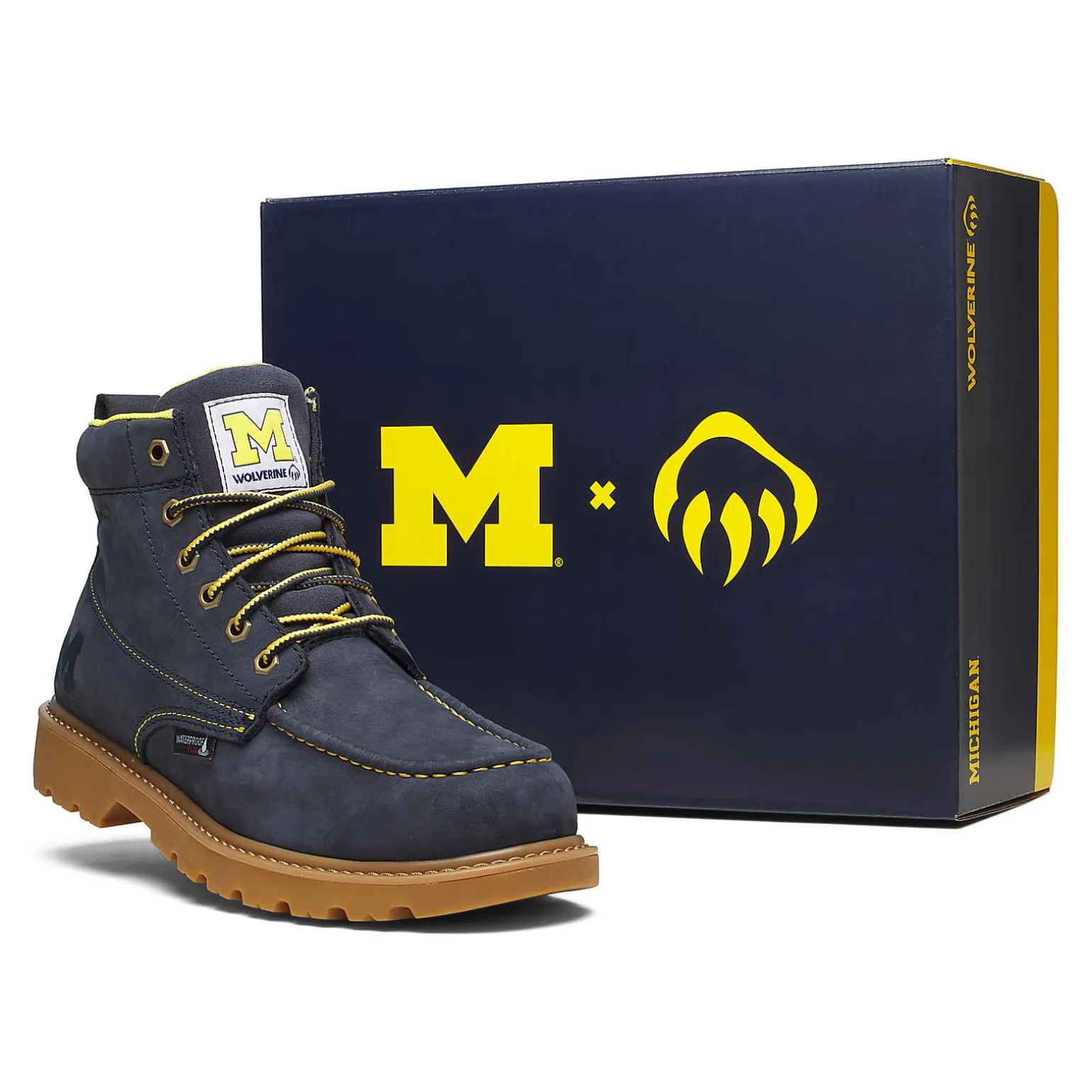 Wolverine X Valiant University Of Michigan Floorhand Moc Toe Work Boot* Waterproof | Soft Toe