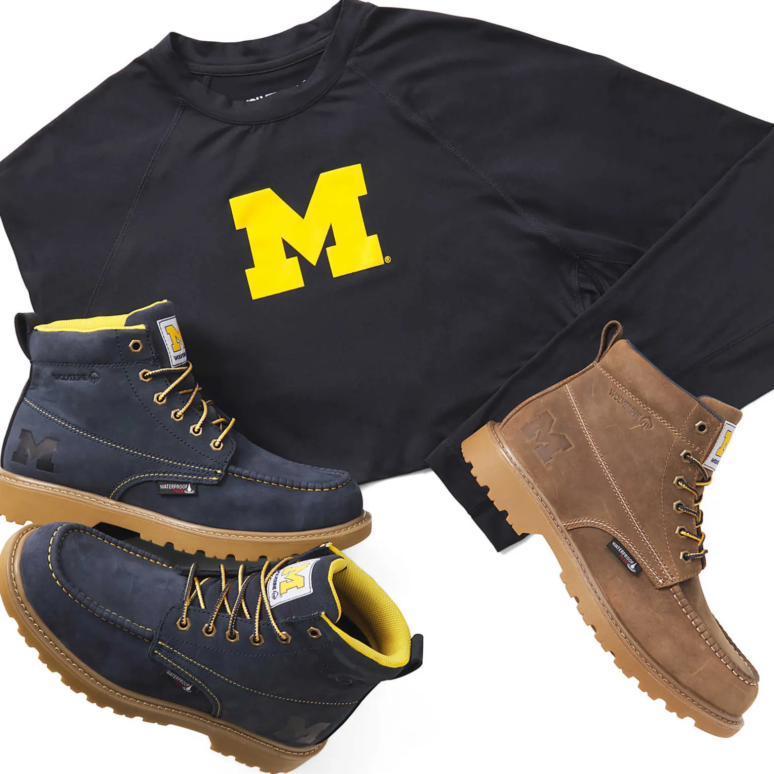 Wolverine X Valiant University Of Michigan Floorhand Moc Toe Work Boot* Waterproof | Soft Toe